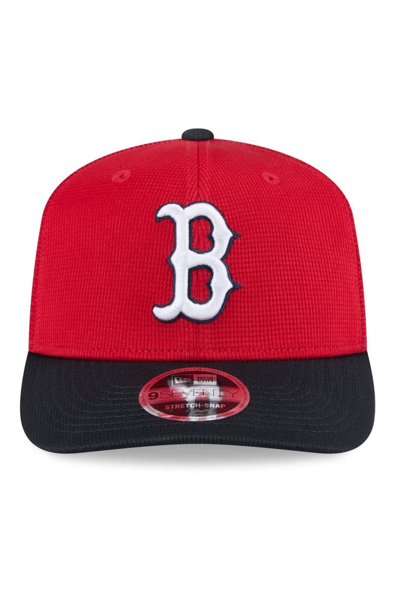 New Era Men's New Era Red/Navy Boston Red Sox 2025 Spring Training 9SEVENTY Stretch-Snap Trucker Hat, Alternate, color,