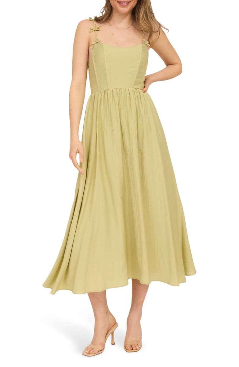 Corset Bow Strap Midi Sundress