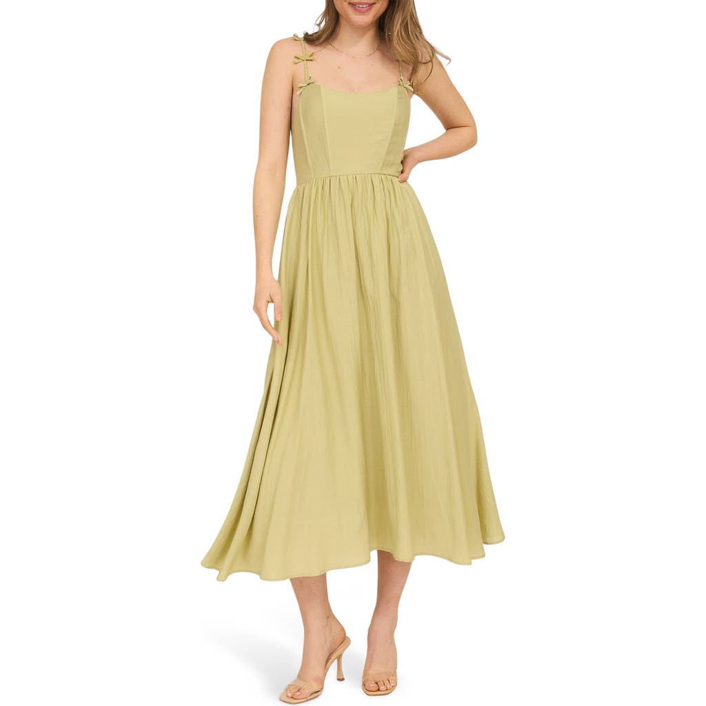 BLU PEPPER BLU PEPPER CORSET BOW STRAP MIDI SUNDRESS