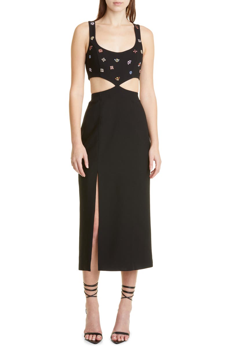 Cinq à Sept Quinny Embellished Cutout Midi Dress, Main, color,