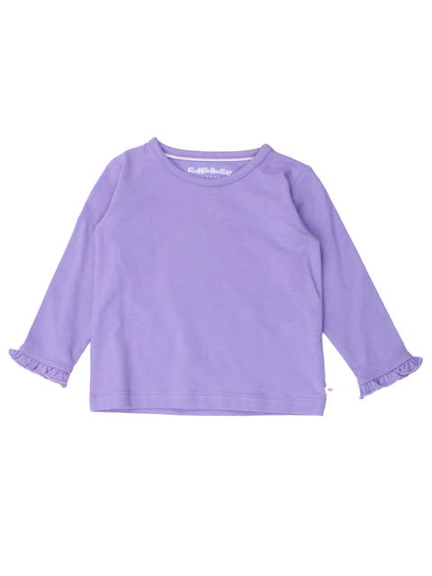 Knit Long Sleeve Ruffle Layering Tee
