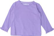 RuffleButts Knit Long Sleeve Ruffle Layering Tee