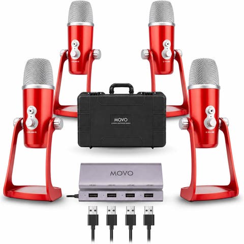 Movo 4 Person Usb Podcast Bundle With 4 Condenser Mics