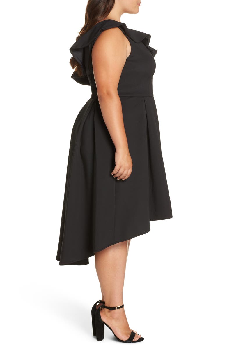 Chi Chi London One-Shoulder Dip Midi Dress, Alternate, color, 