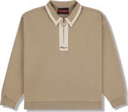 PLEASURES Drift Cotton Quarter Zip Polo