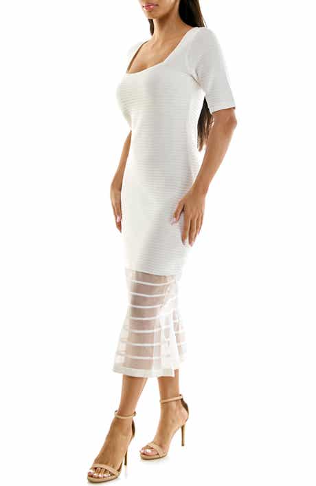 Square Neck Ottoman Midi Dress