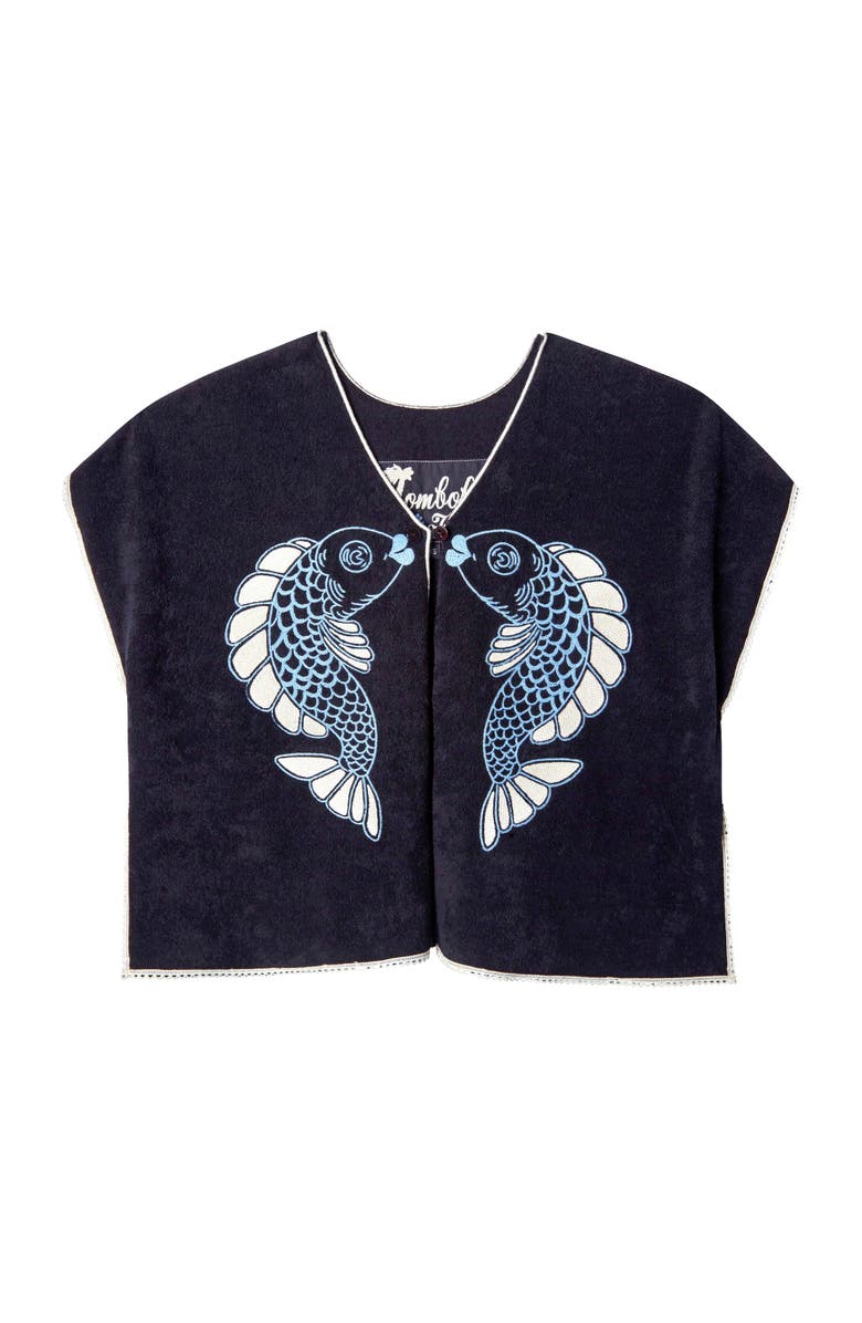 Tombolo 'Fish Smooch' Hand Towel Top, Main, color, Black