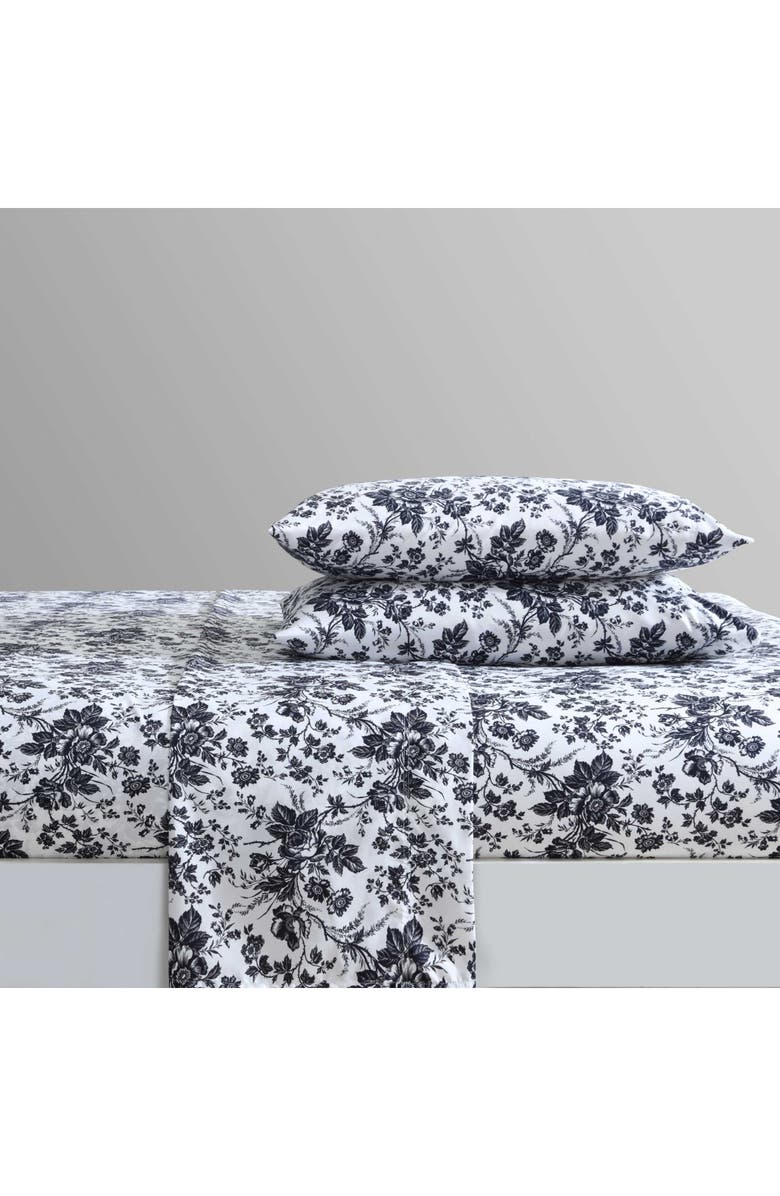 Betsey Johnson Toile Sheet Set, Alternate, color, Black