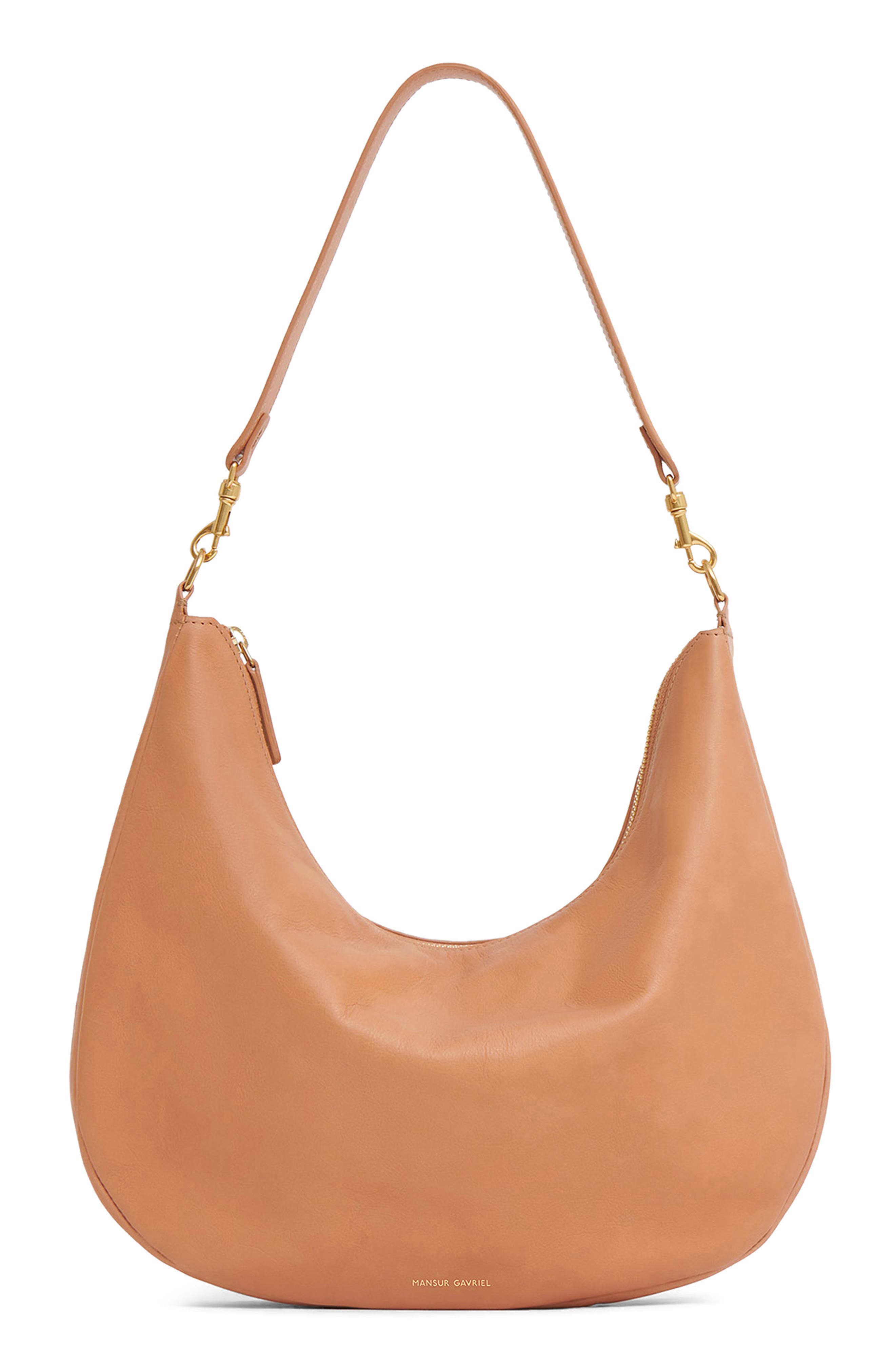 Mansur Gavriel Swing Leather Hobo Bag, Main, color, Cammello