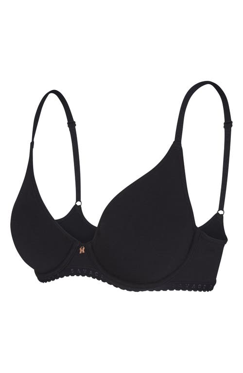 Savage X Fenty Stretch Cotton Jersey Unlined Bra In Black