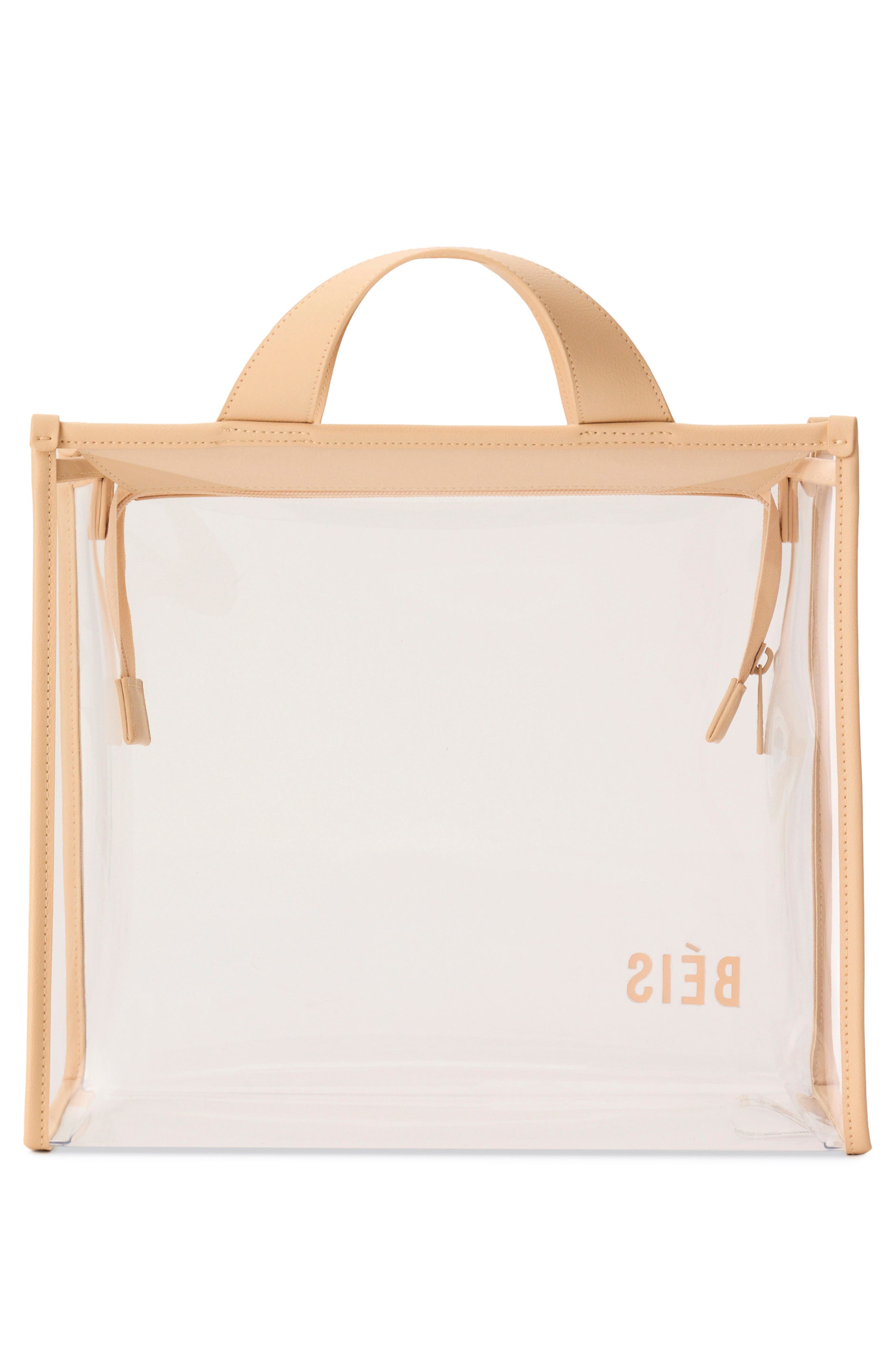Béis The Clear Stadium Tote, Alternate, color, Beige