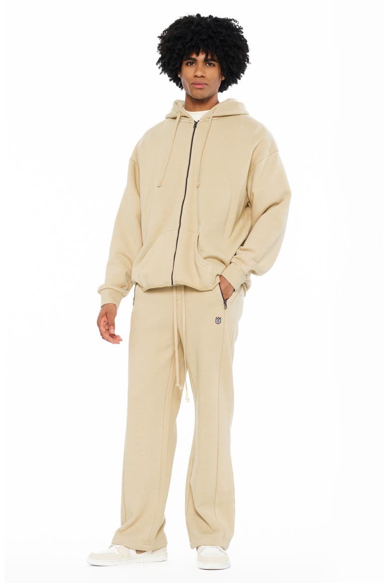 French Terry Wide Leg Sweatpants, Alternate, color, CREAM