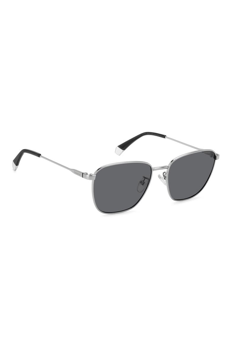 56mm Polarized Rectangular Sunglasses, Alternate, color, RUTHENIUM/ GRAY POLARIZED