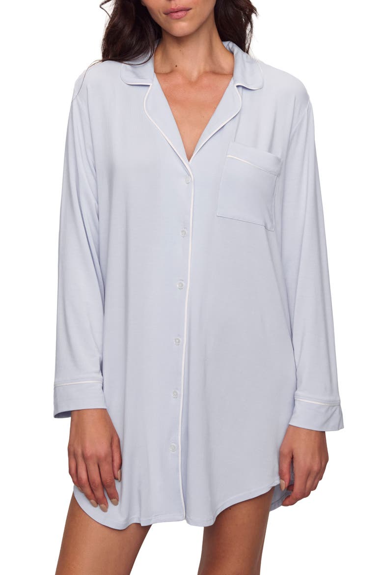 Gisele Jersey Knit Sleep Shirt, Main, color, ICE BLUE/ IVORY