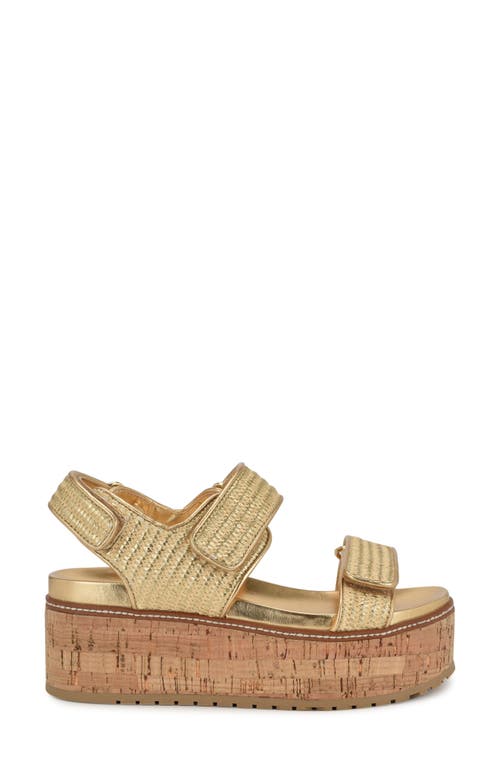 Shop Nine West Heavin Platform Wedge Sandal In Gold