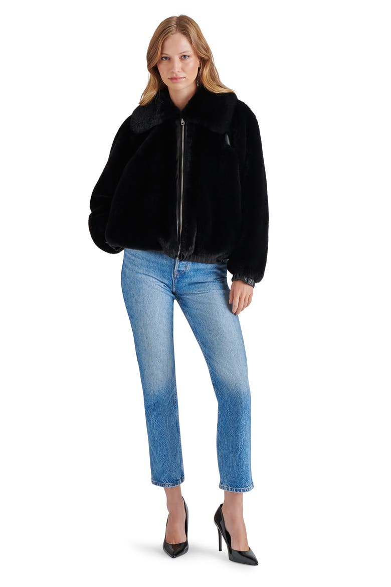 Zephrine Faux Fur Jacket, Alternate, color, BLACK