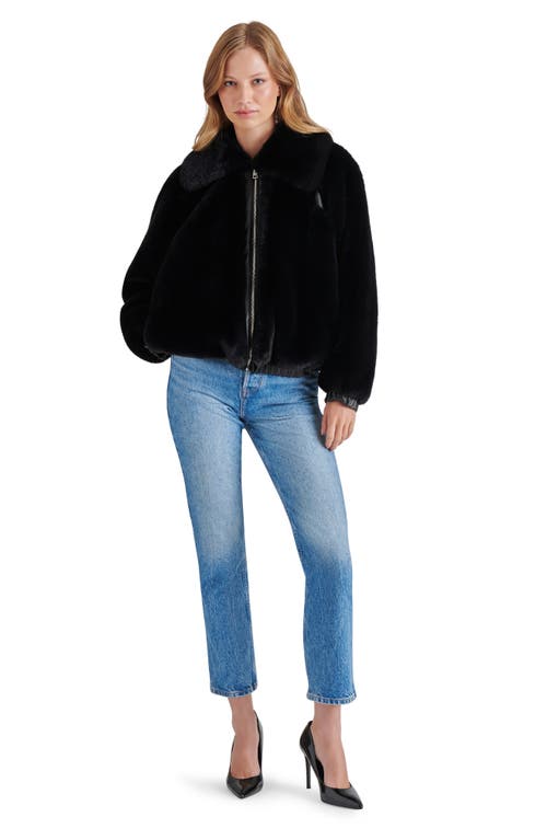 Steve Madden Zephrine Faux Fur Jacket In Black