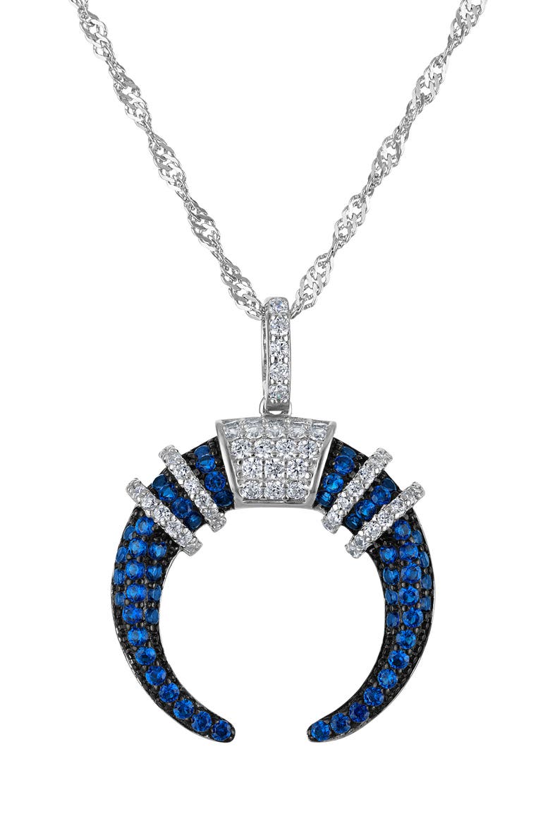 Sterling Silver Cubic Zirconia Crescent Pendant Necklace, Main, color, WHITE