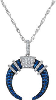 FZN Sterling Silver Cubic Zirconia Crescent Pendant Necklace