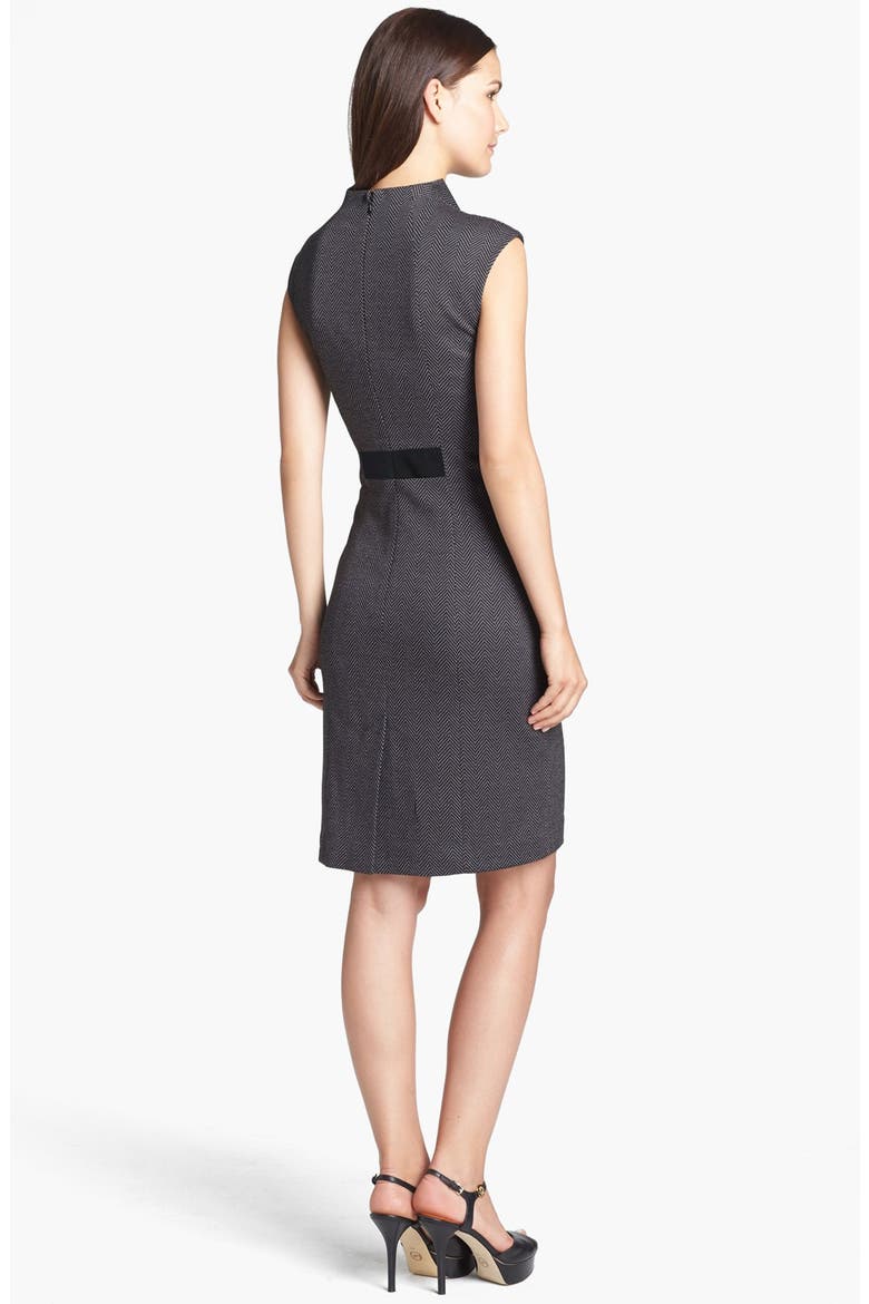 Anne Klein Herringbone Tweed Sheath Dress, Alternate, color, BLACK/ CAMELLIA MULTI