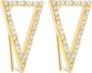 Sterling Forever Janine Cubic Zirconia Geometric Threader Earrings