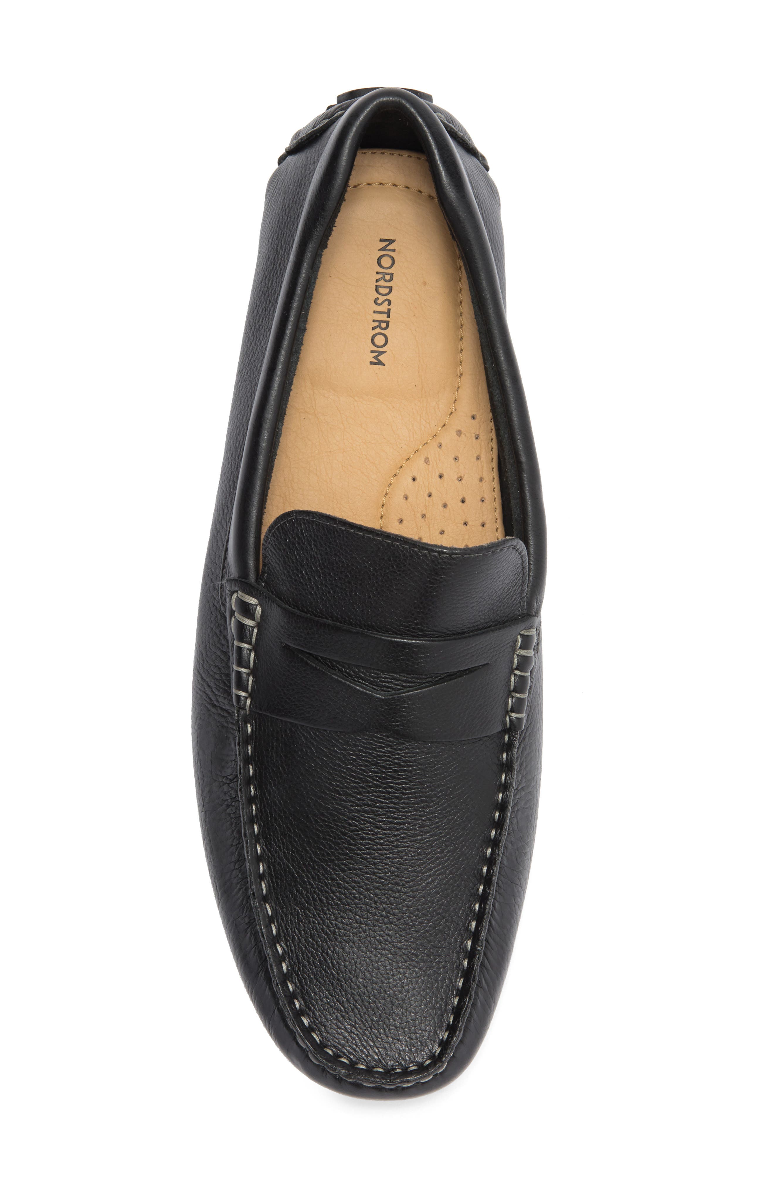 Nordstrom Driving Penny Loafer, Alternate, color, Black Leather