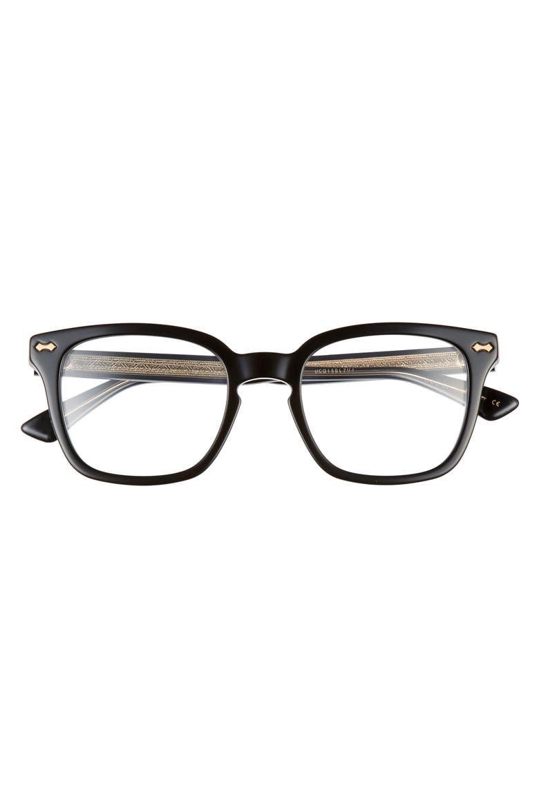 50mm Square Optical Glasses, Alternate, color, BLACK