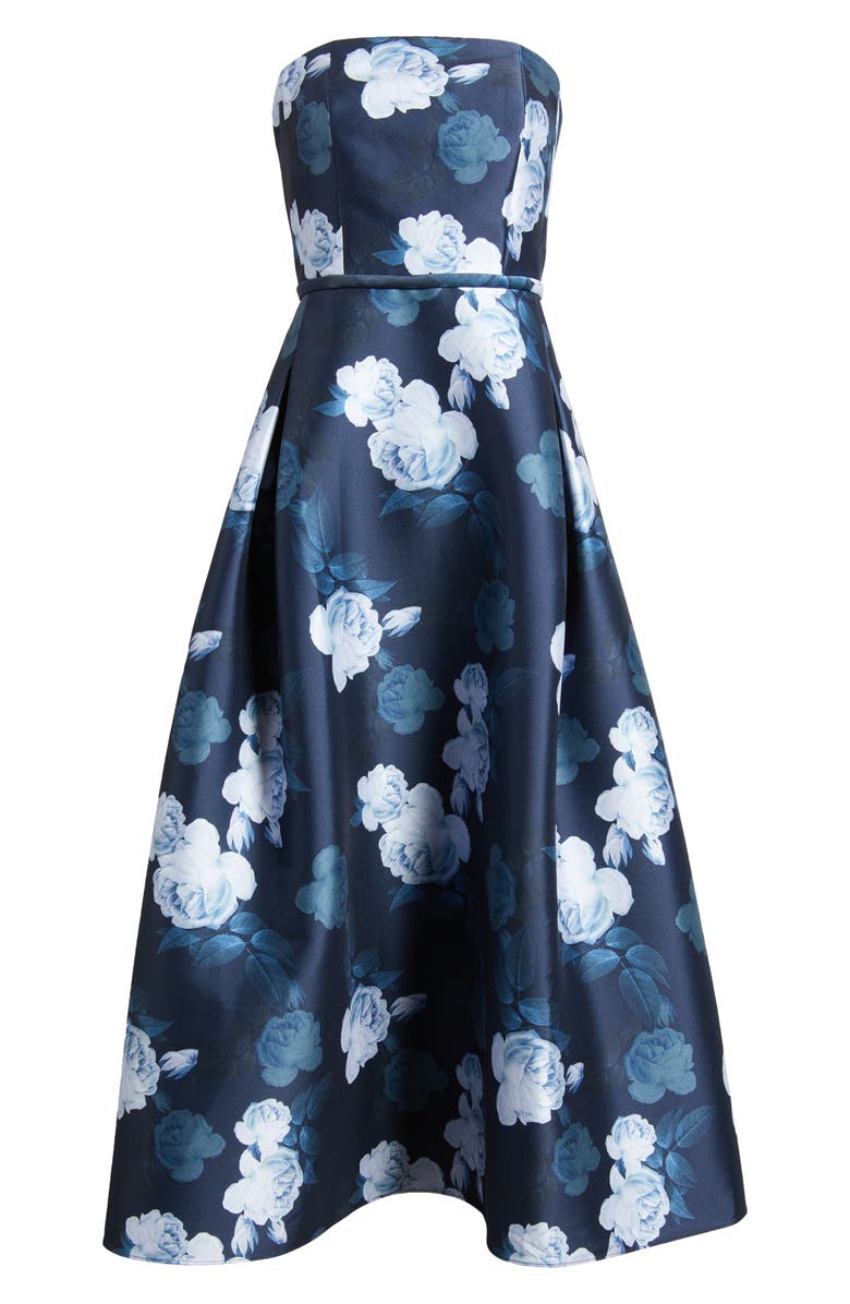 Sachin & Babi Shay Floral Strapless Stretch Mikado Cocktail Midi Dress, Alternate, color,