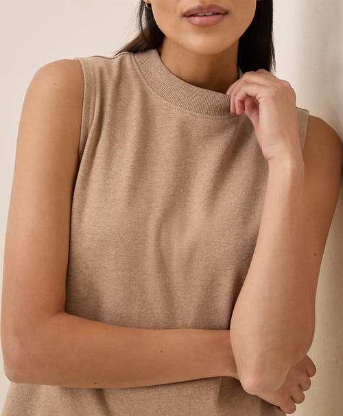 Pact Organic Cotton Airplane Mock Neck Shell In Sesame Heather