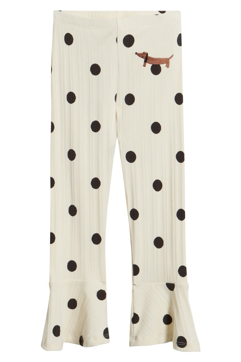 Kids' Polka Dot Stretch Cotton Pants, Main, color, OFF WHITE