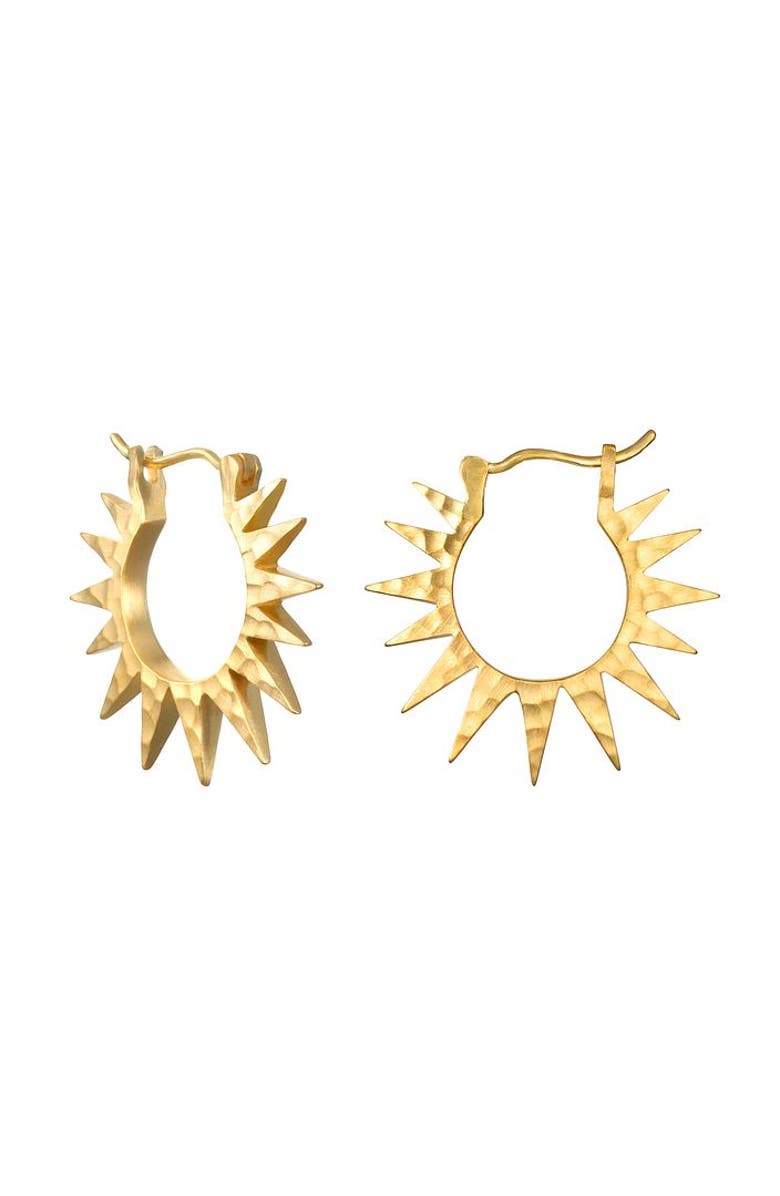 Satya Jewelry Incandescent Glow Starburst Hoop Earrings, Main, color, Gold