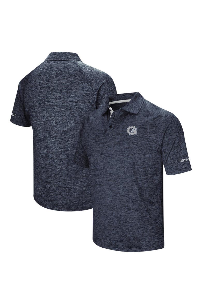 Men's Colosseum Heathered Navy Georgetown Hoyas Down Swing Raglan Polo, Main, color, Heather Navy