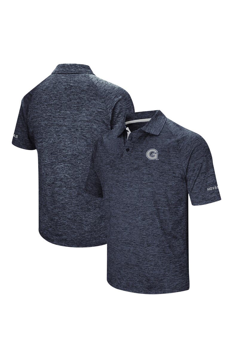 COLOSSEUM Men's Colosseum Heathered Navy Georgetown Hoyas Down Swing Raglan Polo, Main, color, Heather Navy