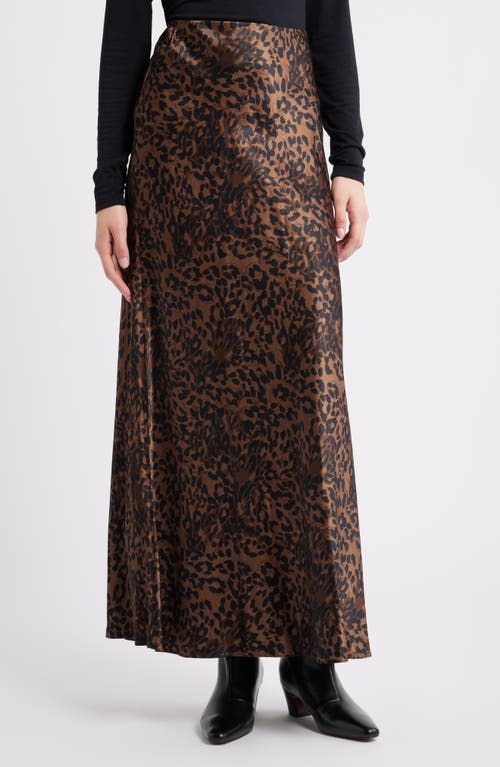 Rails Romina Leopard-print Satin Maxi Skirt In Brown