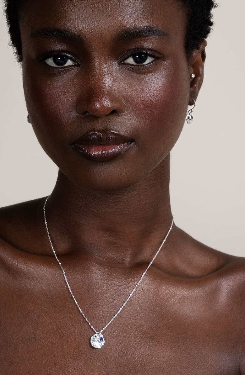 Dower & Hall Hammered Disc & Blue Sapphire Array Necklace, Alternate, color, Sterling Silver