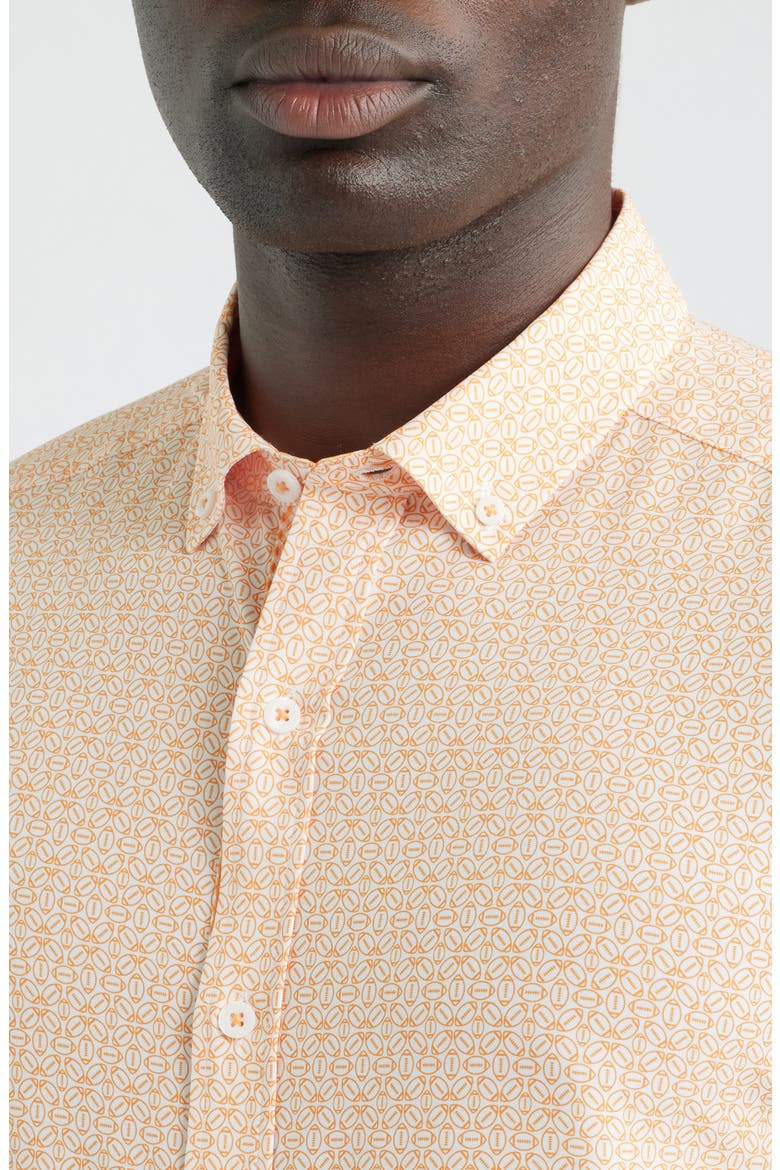 XC+™ Football Print Performance Button-Down Shirt, Alternate, color, ORANGE