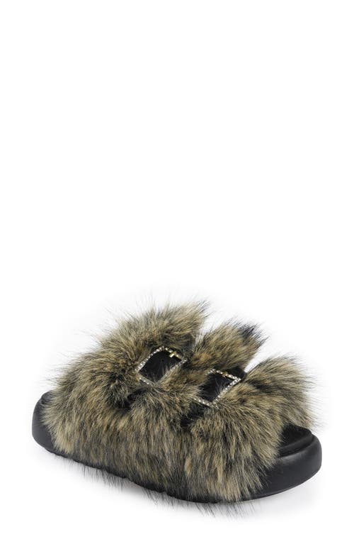 Zigi Fire Faux Fur Platform Sandal In Green