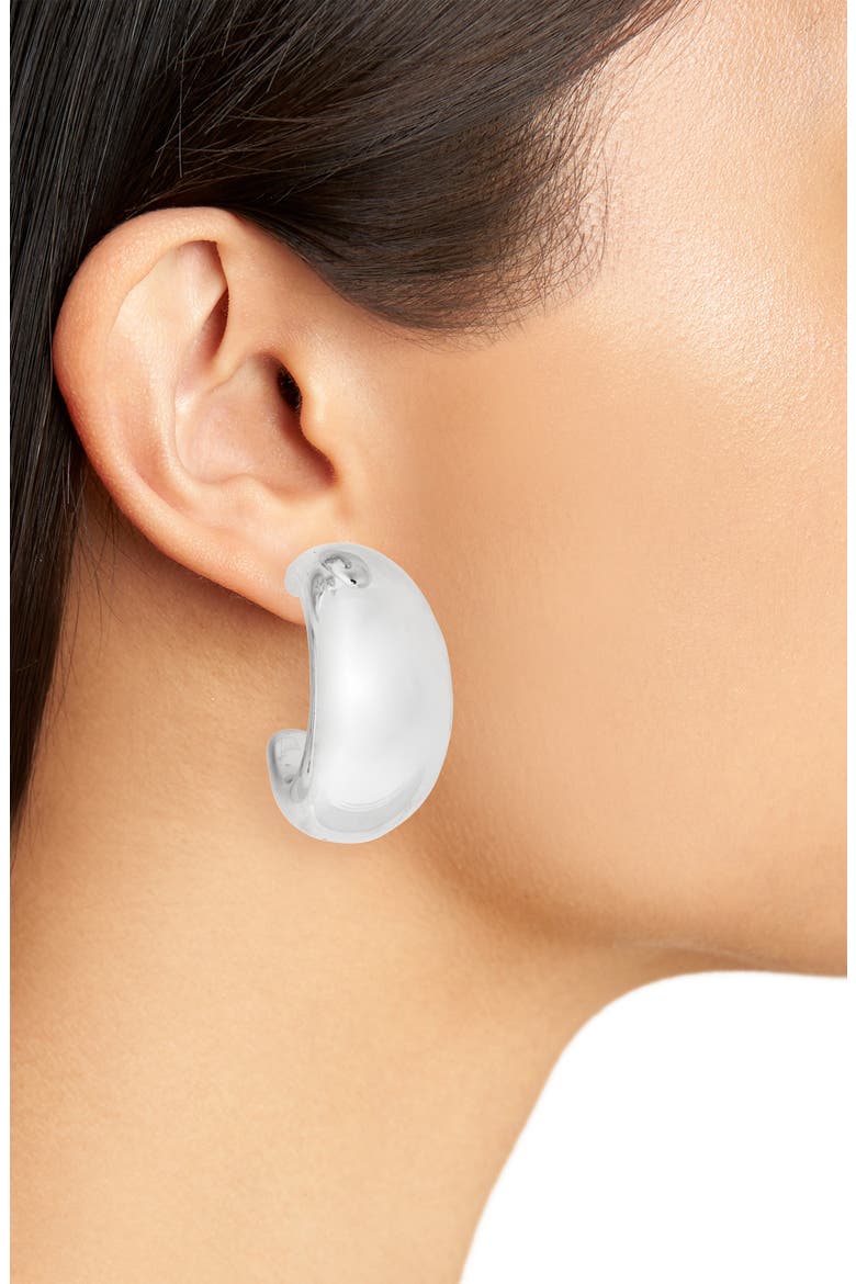 3-Pack C Hoop Earrings, Alternate, color, SILVER