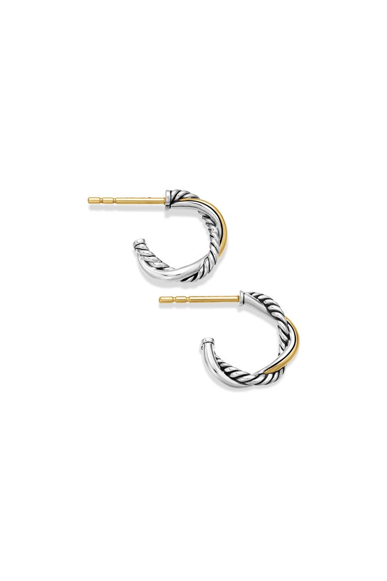 Petite Infinity Huggie Hoop Earrings in Sterling Silver with 14K Yellow Gold, Alternate, color, STERLING SILVER YELLOW GOLD