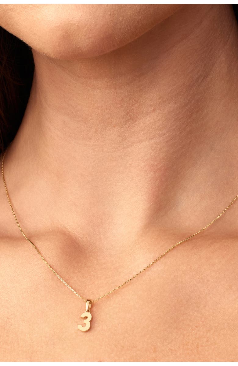 Oradina 14K Gold My Number Pendant Charm, Alternate, color, Number 0