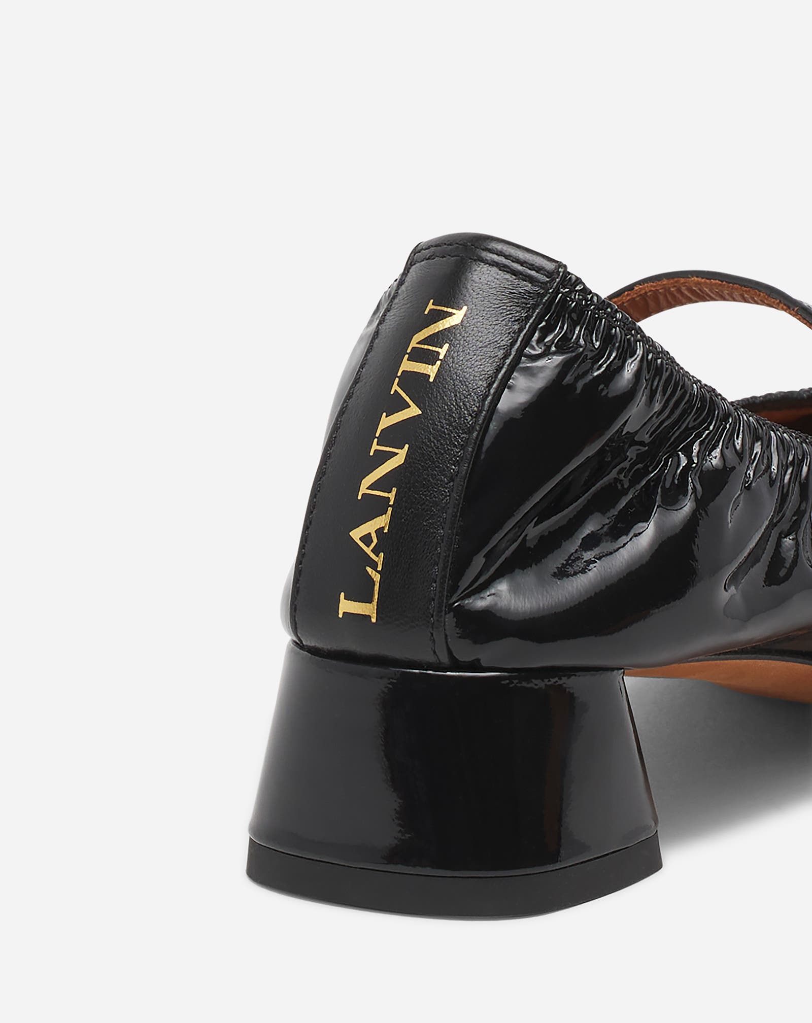Heeled Mary Jane in Glossy Leather, Alternate, color, BLACK