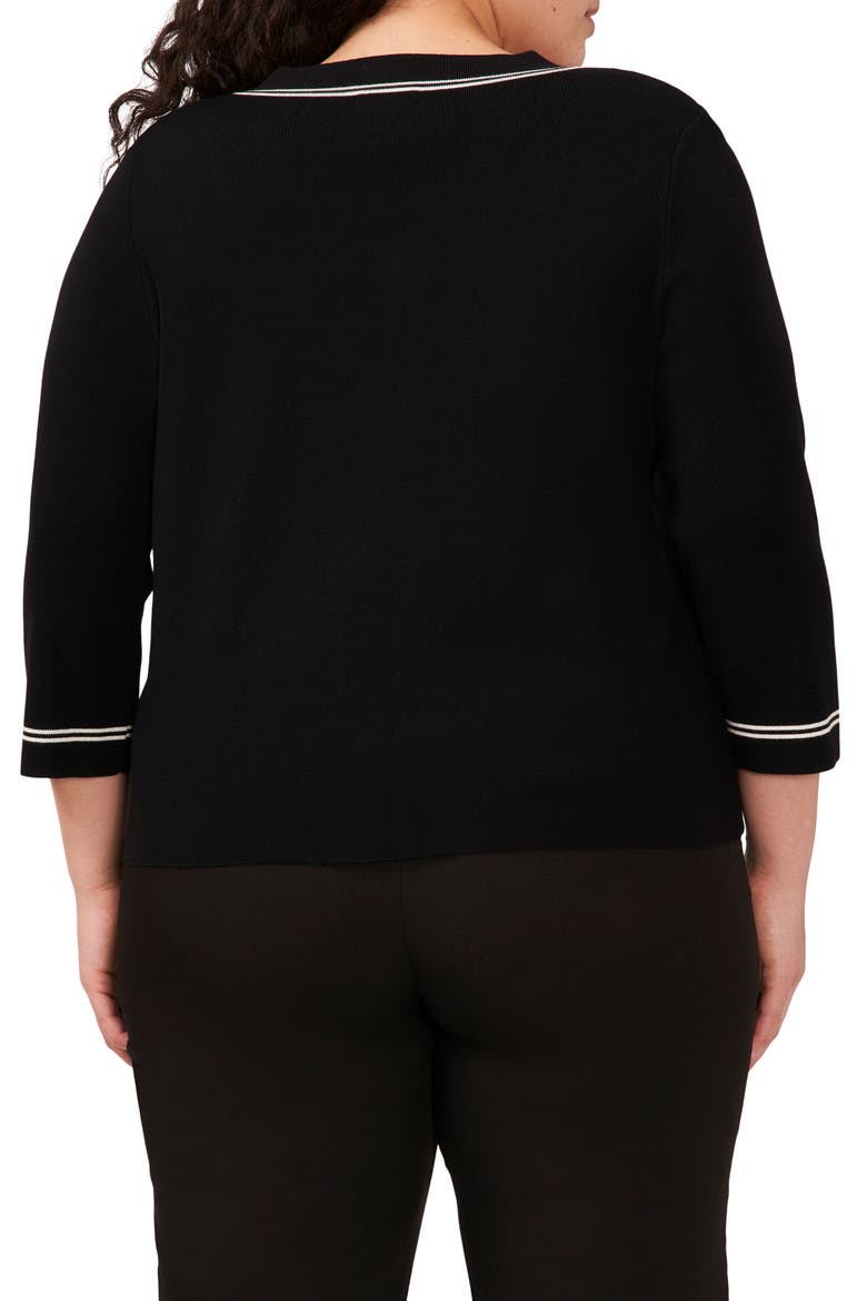 Contrast Trim Two-Pocket Cardigan, Alternate, color, RICH BLACK