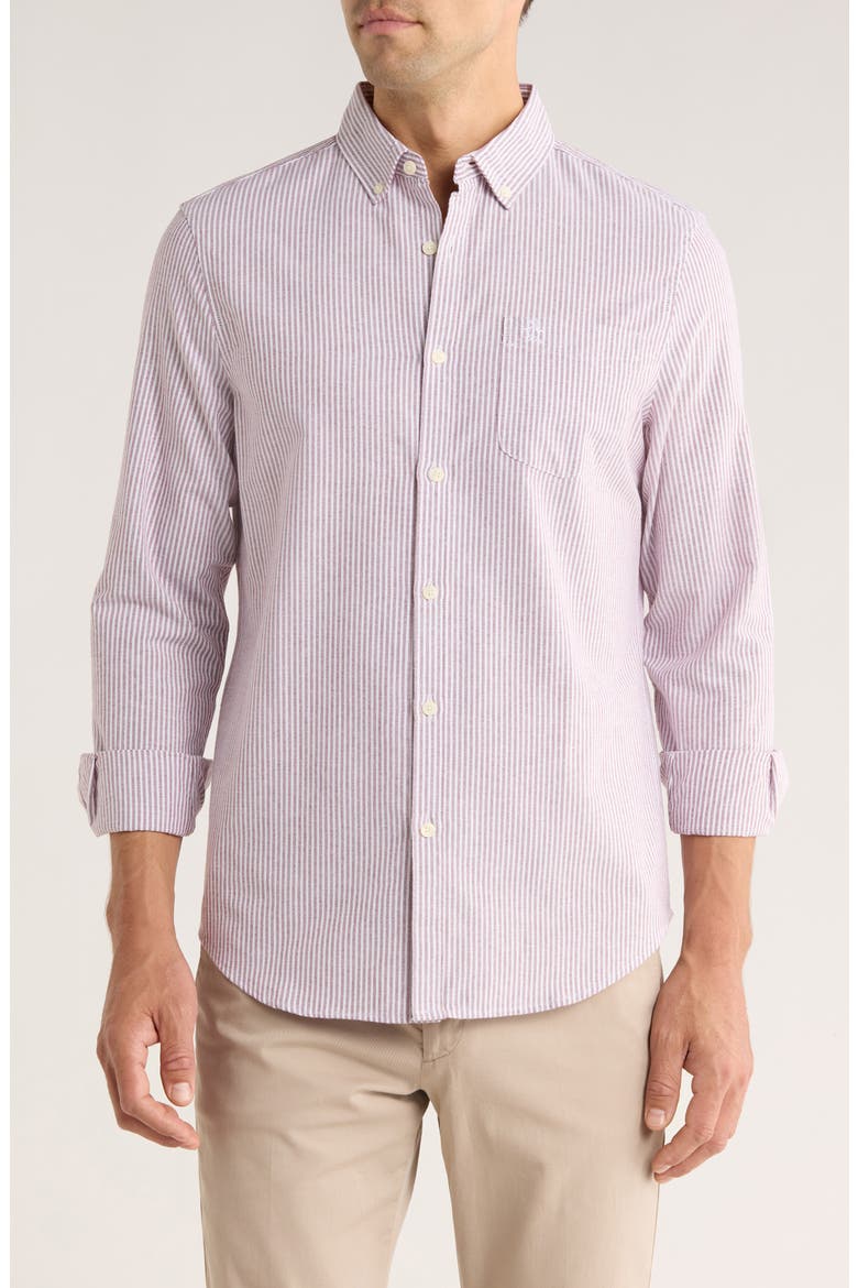 Woven Long Sleeve Stripe Shirt, Main, color, CABERNET