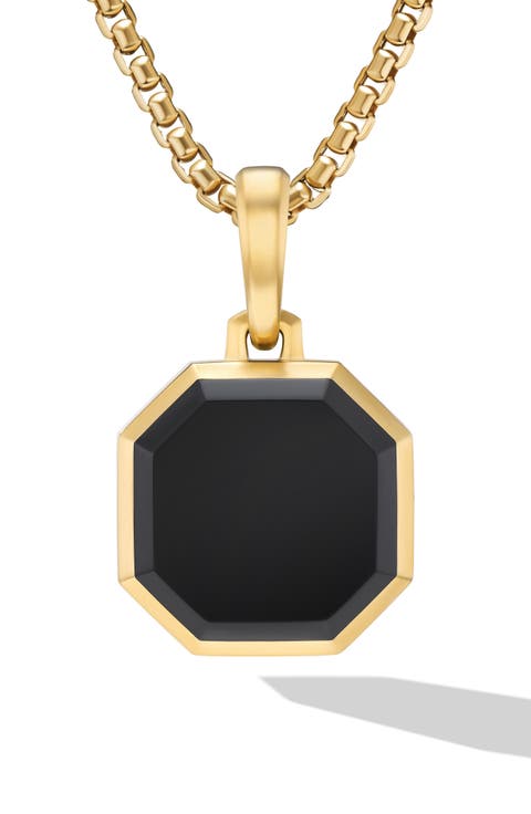 Faceted Stone Amulet Pendant in 18K Yellow Gold