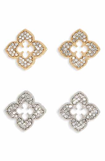 NATASHA Set of 2 Pavé Crystal Clover Stud Earrings