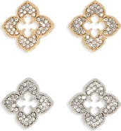 NATASHA Set of 2 Pavé Crystal Clover Stud Earrings