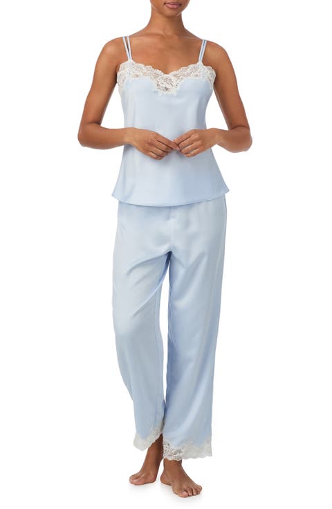 Double Strap Lace Trim Long Pajamas