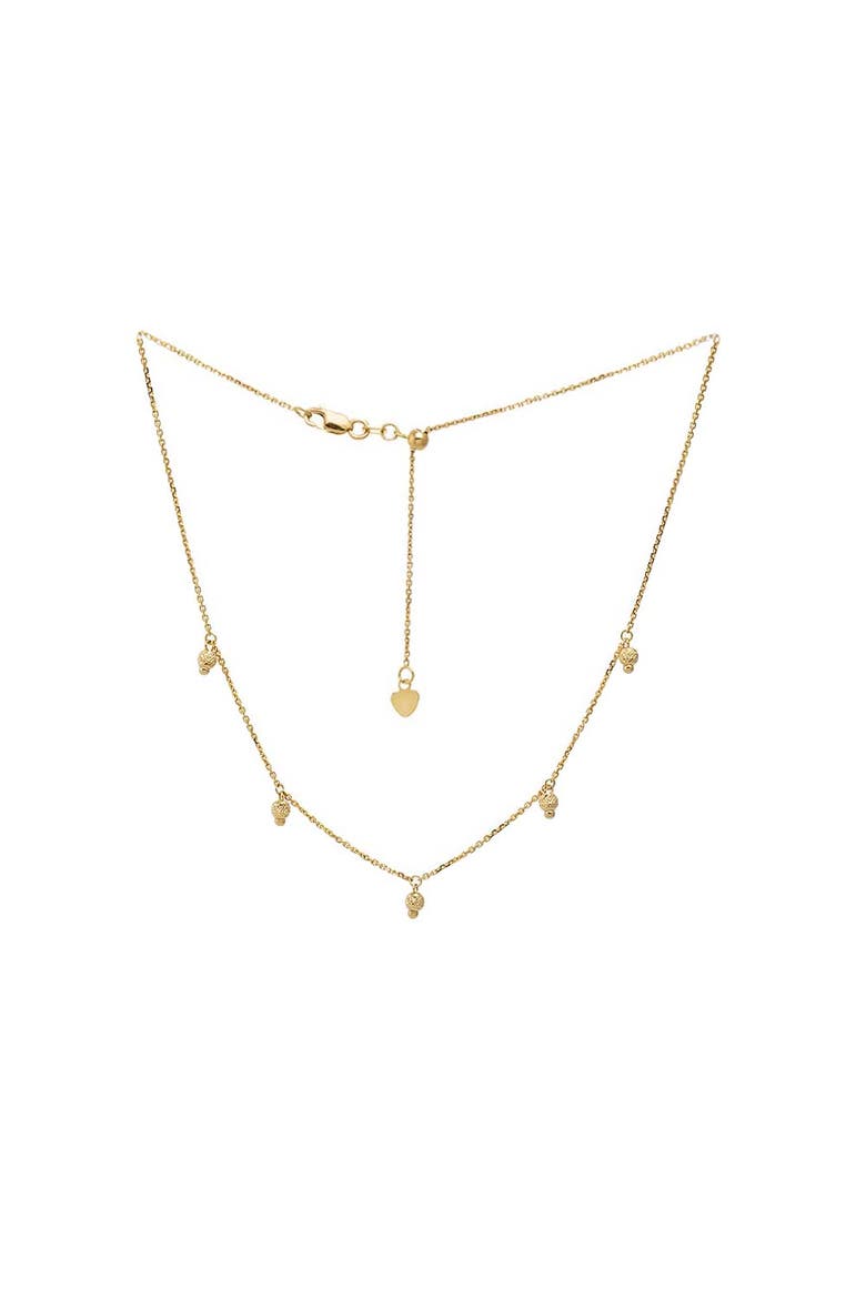 Mini Ball Station Choker Necklace 14K, Main, color, 14K Gold