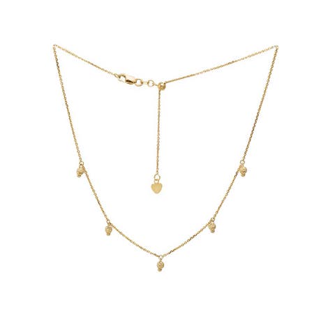 Mini Ball Station Choker Necklace 14K