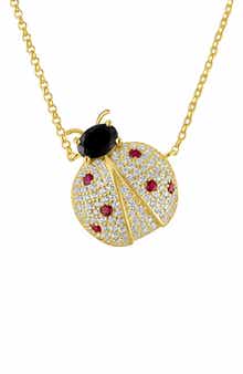 FZN Sterling Silver & Cubic Zirconia Ladybug Pendant Necklace